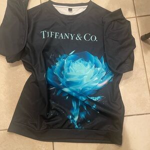 Black Sweatshirt with Blue Rose